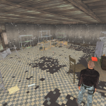 Players would spawn in the corner of the room and be pointed in a direction that allowed them to see the VHS tape on the table, the Flashlight on the floor, and the hole in the ceiling straight ahead.