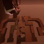 The first large land mass was positioned to the left/west of the spawn/starting corridors. This area was especially eye-catching to Players that took the routes on the right/east side as they'd emerge from the corridors facing it.