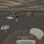 Though the layout of furniture changed later in development to provide a more entertaining path through the room, the original position of the Key and start of the Chase Sequence never changed.
