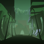 View of the bridge in it's lowered position. Once the bridge has been lowered, a small army of weak enemies will begin charging down the bridge and towards Players.