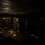 An overview of the Study. This is the small area where the Player is briefly trapped as they investigate the room.